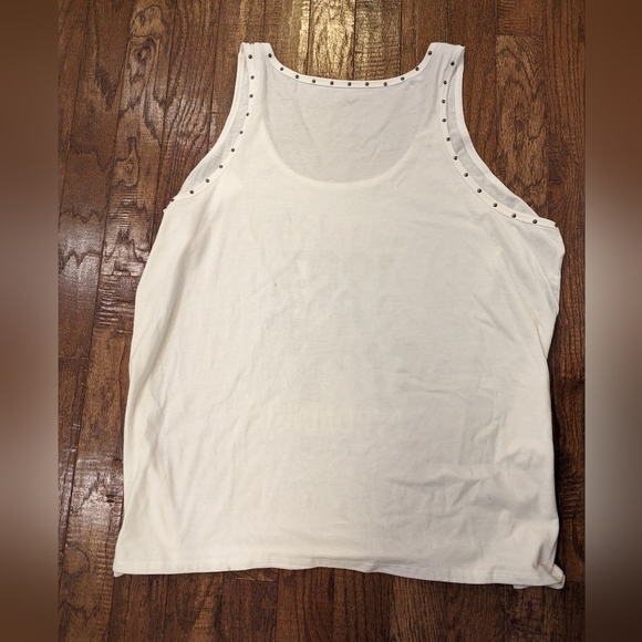Def Leopard Studded Crew Tank - Cotton Ivory, plus sz 5x - Picture 3 of 12